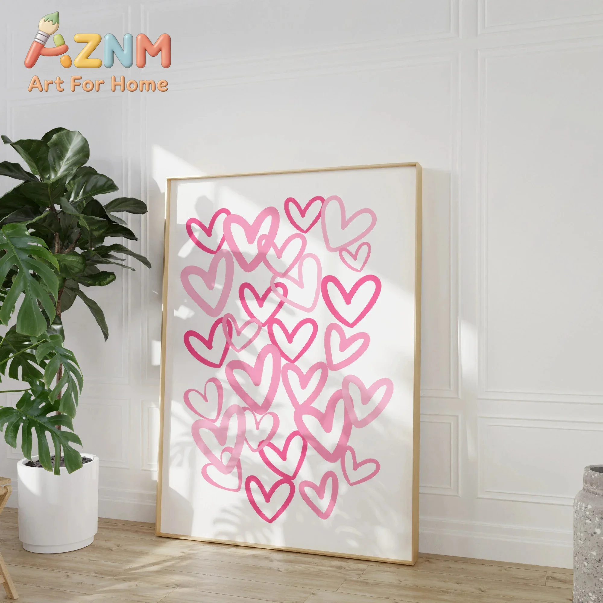 Chic Pink Love Hearts Canvas A - Home Office Room Inspiration review and price